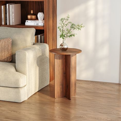 Mesa auxiliar Vappevn 60x40 cm - Efecto nogal [en.casa] (1/5)
