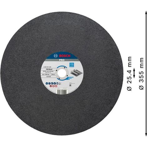 Disque à tronçonner professionnel pour métaux, dimensions 355 x 2,8 x 25,4 mm, droit, pour coupes précises sur surfaces métalliques (1/5)