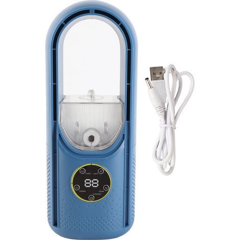 Tischventilator ohne Rotorblätter, 6 Geschwindigkeitsstufen, USB-Anschluss, LED-Licht, multifunktional, tragbar, für Büro oder Studentenwohnheim (1/5)