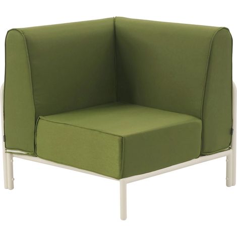 Fauteuil d'angle pour salon de jardin modulable tissu vert kaki - Patio