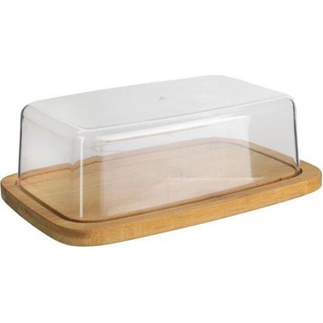 Beurrier Déco "Bambou" 20cm Transparent & Naturel (1/3)