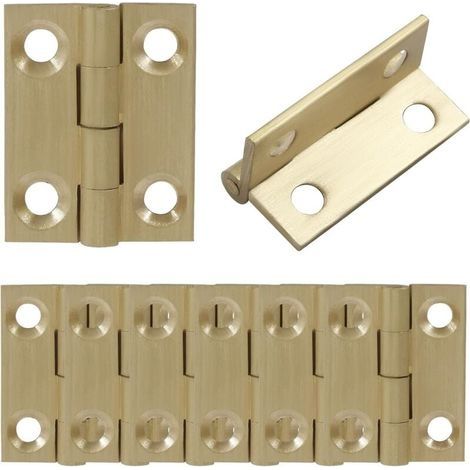 Mini charnières en laiton massif 25x20mm – 8 pièces avec vis dorées – Pour portes d'armoire et boîtes à outils – Résistance à la corrosion (1/5)