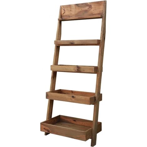 Bibliothèque échelle inclinée 200 cm en bois massif recyclé - CHALET (1/5)