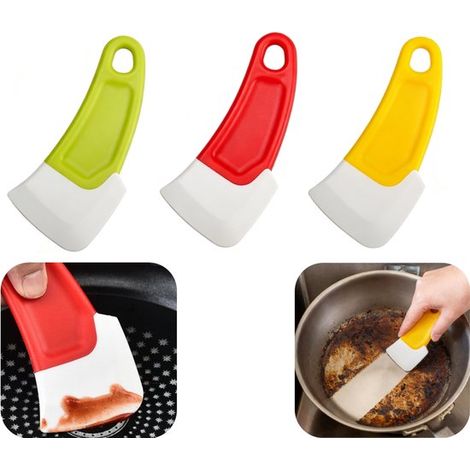 Raclettes de nettoyage lot de 3 - grattoirs à graisse sans rayer les revêtements pour casseroles et four, 15 x 6,5 cm (1/5)