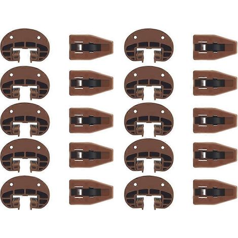 Glissières de tiroir en plastique, 10 paires avec butée à rouleau pour montage sous tiroir, pièces de rechange pour tiroir de commode (1/5)