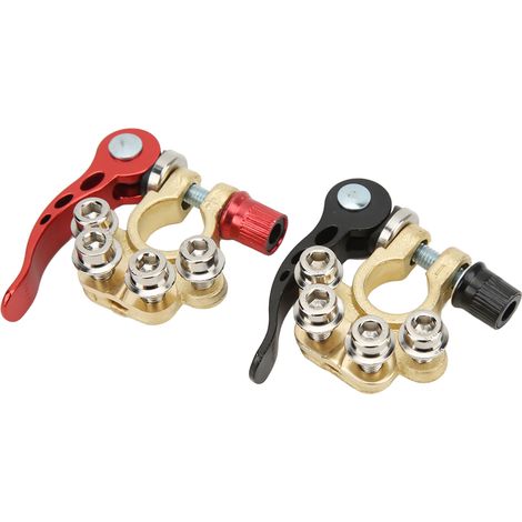 Jeu de 2 bornes de batterie 4 voies laiton positif négatif excellente conductivité électrique pour poteaux type A SAE JIS voiture bateau (1/5)