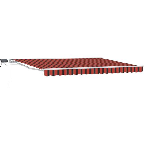 Manueller Markisenrahmen mit LEDs Orange und Schwarz 4,5 × 3 m