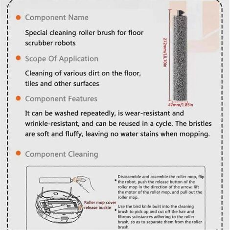 NALOOKAMIC Pièces de rechange pour chiffons de lavage à rouleaux pour robot aspirateur Uwant U300 U300 Max