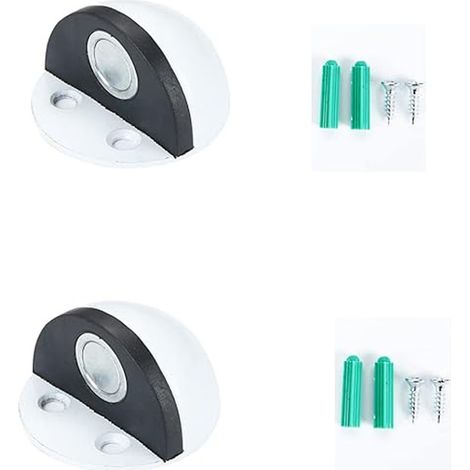 Magnetische Türstopper, Türstopper aus Edelstahl, Türstopper mit Befestigungsschrauben zum Schutz von Wandtüren vor Beschädigungen (2 Stück, weiß) (1/3)