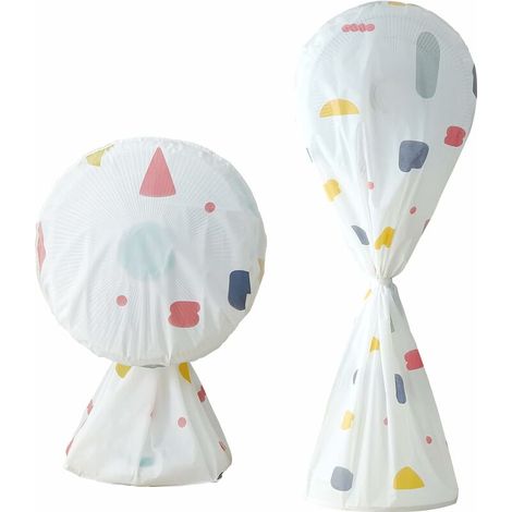 Lot de 2 housses de protection pour ventilateur rondes et étanches à la poussière - Lavables - Pour ventilateur de sol domestique (géométrique) (1/5)