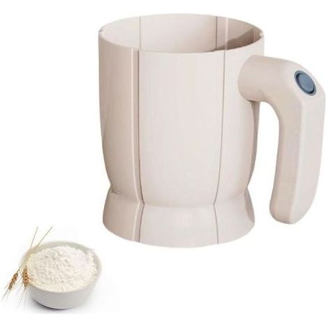 Tamis à farine électrique, idéal pour la pâtisserie, fonctionne sur piles, peut être utilisé pour tamiser le sucre glace, ustensile de cuisine pour la pâtisserie DIY (blanc) (1/4)