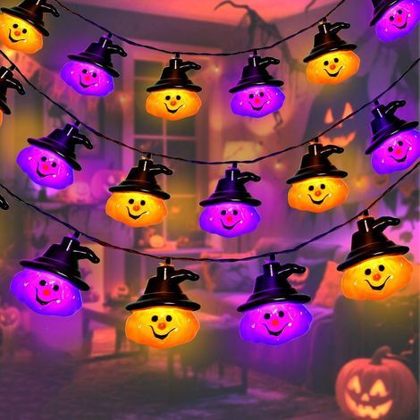 Guirlande lumineuse Halloween 3m, 20 LED – citrouilles violet et orange, étanche IP55, pour jardin et fêtes (1/5)