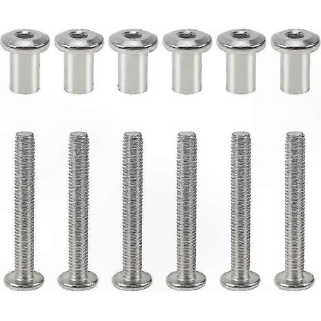 Vis à six pans creux M6 x 50 mm pour le montage de meubles - Lot de 10 connecteurs filetés pour armoires (1/5)
