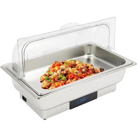 Chafing-dish électrique de 9 L, Chauffe-Plat Buffet avec couvercle réversible, 3590 °C, capacité de charge de 30 kg, écran LED, protection contre les fuites et la surchauffe (1 bac de cuisson) (1/5)