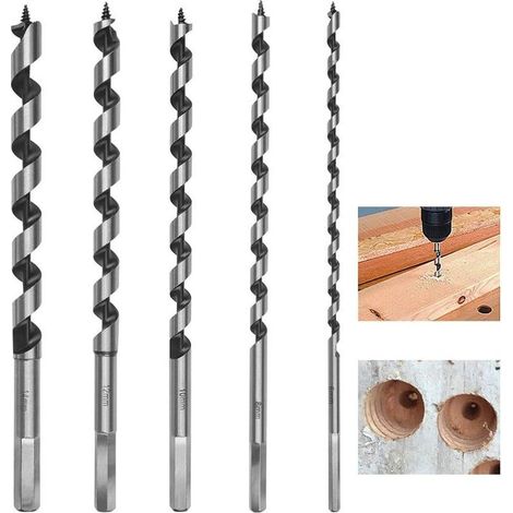 5 Pièce Hexagonal Foret À Mèche À Bois 230mm Foret À Bois Set en Acier Au Carbone Spiral Trou Cutter Outil À Bois Kit D'outils avec Diamètre 6mm / 8mm / 10mm / 12mm / 14mm (1/5)