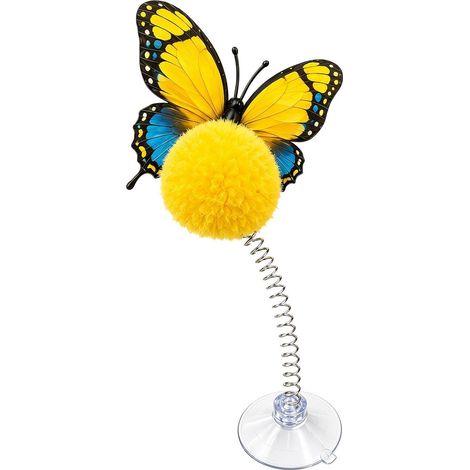Jouet Chat Interactif Stimulant À Ventouse Papillon Ressort Pour Chat Canne aguichante Idéal Contre L'Ennui Salon, Maison, Appartement, Dortoir, Balcon (1/5)