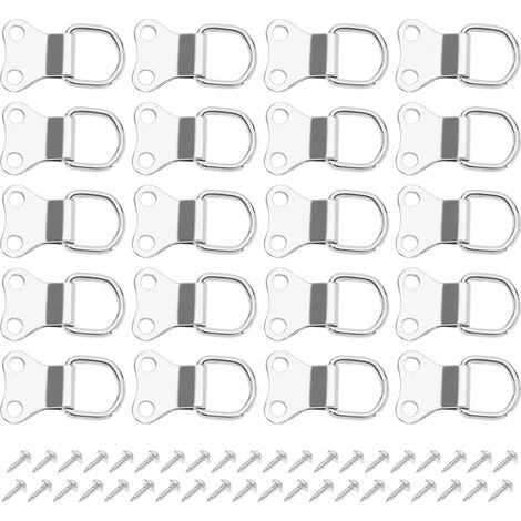 Lntyq 50pcs Crochet de Suspension pour Cadre Photo avec Anneau en D Cintres de Cadre Photo à Double Trou avec Vis Support Mural pour Suspension d'image Plaqué 3.5x2.2cm, Argent