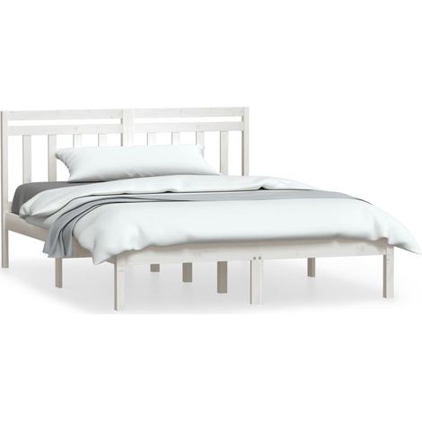 Maison Exclusive - Cadre de lit sans matelas blanc bois massif 140x200 cm