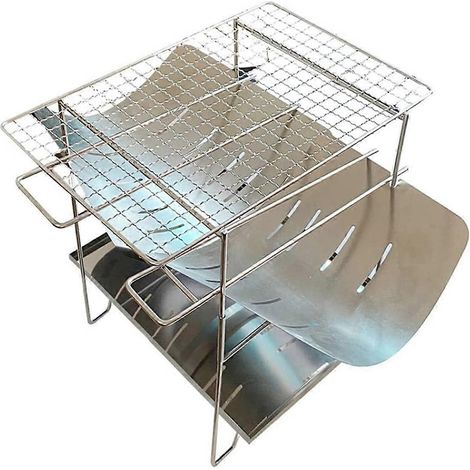 Barbecue portable d'extérieur, grill de camping, barbecue pour feu de camp, brasero de camping, réchaud à bois d'extérieur en acier inoxydable (1/5)