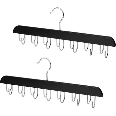2 Pièces Cintre en pour Ceintures à 360 °Rotatifs Cintre pour Soutien Gorge en Bois avec 14 Crochets Porte CeintureGain de Place Porte Cravate pour Foulards Cravates Ceintures Débardeurs (1/5)