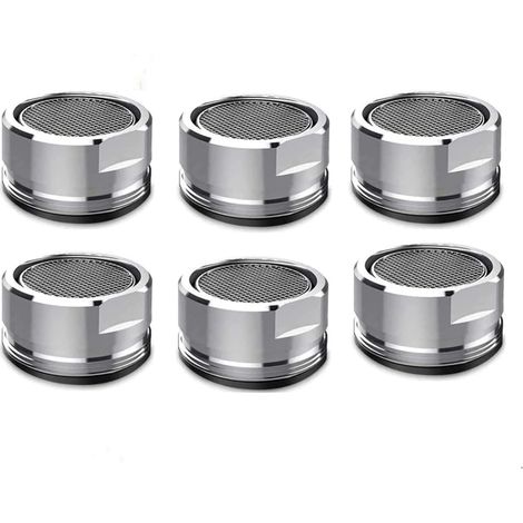 Paquete de 6 aireadores para grifo, caudal de 2.2 GPM, apto para lavabos de baño, repuesto estándar, carcasa de latón, rosca externa de 15/16 pulgadas, filtro aireador para grifo con arandela, apto pa (1/5)