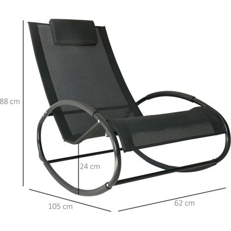 Schaukelstuhl aus Stahl Schaukelsessel mit Kopfkissen wetterfest Gartenstuhl bis 120kg belastbar Relaxstuhl Schwingsessel für Wohnzimmer Garten, Rasen, Balkon, Grau (1/5)