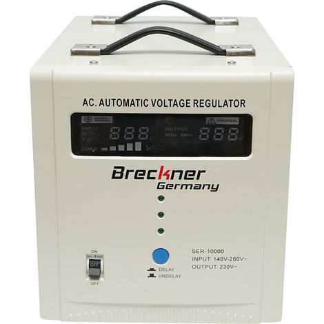 Stabilizzatore di tensione automatico 10000VA con relè monofase, 2 prese schuko 230V, display LCD Breckner Germany (1/5)