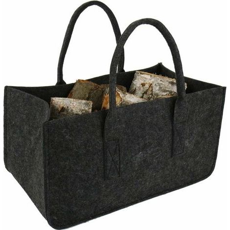 1Pcs Sac à Buche Sac en Feutre Bois Panier à Bûches Bois Sac de Rangement pour Buche Gris Foncé 50x25x25CM (1/3)
