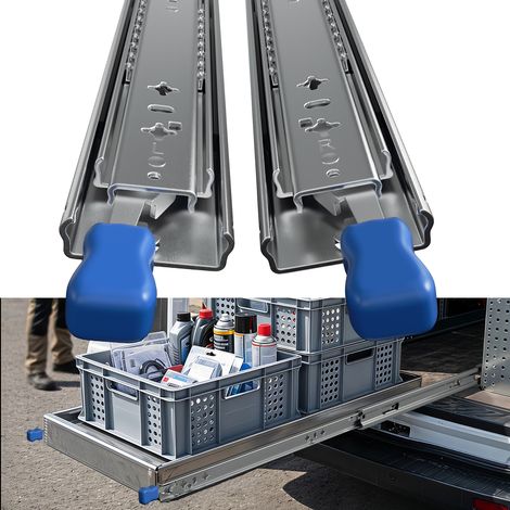 Jiubiaz Guías de cajón de extracción total, acero de 2 mm, con bloqueo de seguridad, juego de 2, 900mm (1/5)