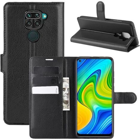 Coque Xiaomi Redmi Note 9, Antichoc avec Crédit Carte Fente Folio Cuir Coque Intérieur Silicone Protection, Noir (1/4)