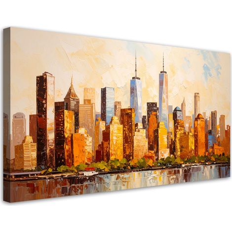 Wandbild für das Wohnzimmer Schlafzimmer und Büro Panorama von New York Manhattan 100x50 cm