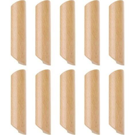 Lot de 10 Poignées de Placard en Bois Forme Éventail Poignée pour Meuble Tiroir avec Vis Entraxe 160mm (1/4)