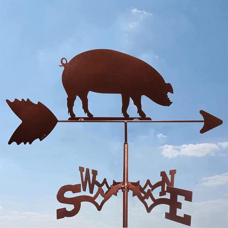Girouette en métal avec silhouette de cochon de couleur cuivre - Girouette décorative rurale pour jardin, toit et extérieur, adaptée à toutes les conditions météorologiques, idéale comme décoration de (1/5)