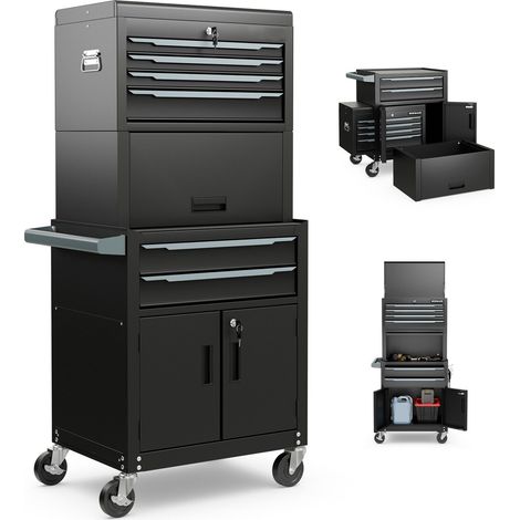 COSTWAY 6-Drawer Rolling Tool Chest 3-in-1 Heavy-Duty Tool Storage Cabinet w/ Wheels (1/5)