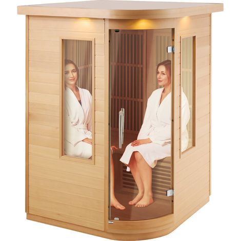 Réglage simple, sauna infrarouge 2 personnes 2000 W avec Bluetooth, chromothérapie et porte en verre trempé (1/5)