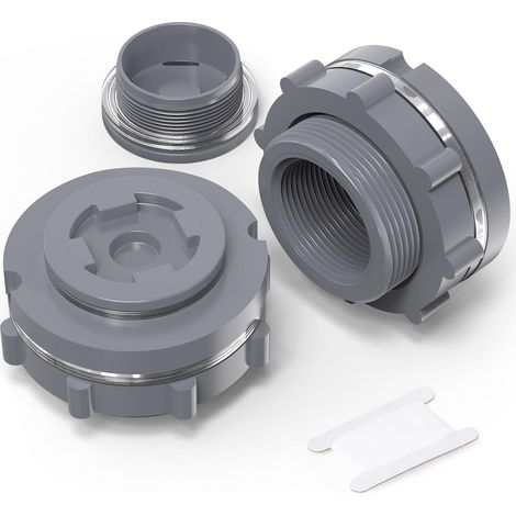 2 pièces PVC 2" Raccord de tank Bulkhead avec bouchons et joint pour réservoir d'eau, tonneaux de pluie, aquariums, baignoires et évier (1/5)