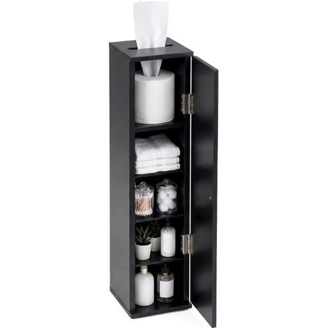 COSTWAY Armoire de Papier Toilette sur Pied, 17 x 16 x 69 cm (Noir,1) (1/5)