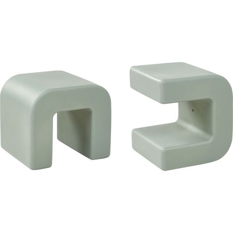 Set moderno di 2 tavolini-sgabelli in materiale sintetico multifunzionali per soggiorno e patio, resistenti alla ruggine e all'acqua verde Mozia (1/5)