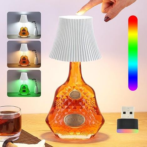 Lampe Bouteille Sans Fil LED Wine Lumiere Contrôle Tactile 3600mAh Rechargeable USB Ambiance Light Dimmable Lampe Bouteille Bar Restaurant Table Décoration Blanc (1/5)