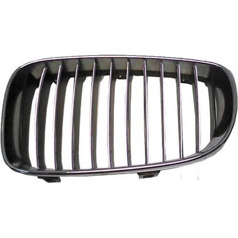 Grille de calandre avant gauche lames noires et chromées contour chromé BMW Série 1 E81-E87-E82-E88 2007-2012