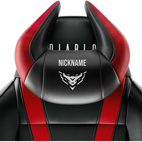 Personalisierte Kopfstütze Diablo Chairs X-Horn: Schwarz-Rot