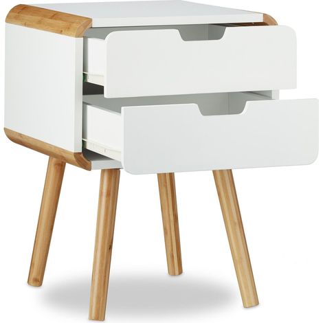 Comodino 2 cassetti consolle in MDF bianco 130002693