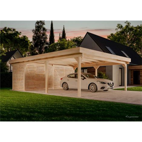 Alpholz Carport aus Holz, Unterstand inklusive Geräteraum Überdachung (1/5)