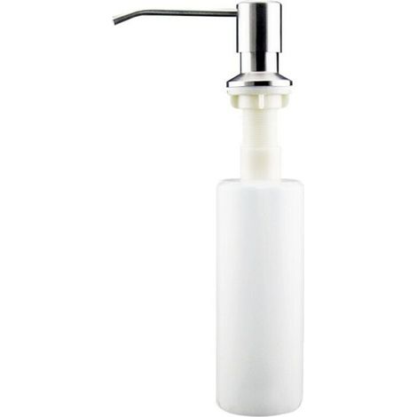 350ML Distributeur de Savon Encastrable, Distributeur Savon Evier Cuisine Acier Inoxydable, Distributeur Savon Integre avec Bouteille, Recharge du Haut Argent (1/4)