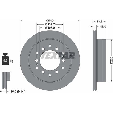 Lot de 2 Disques de frein Textar 92170103 BAIC WEIWANG 4243160130 4243160190