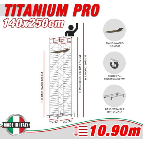 Trabattello TITANIUM PRO Altezza lavoro 10,90 metri