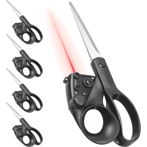 [Professionelle Laserschere] 5-teiliges multifunktionales Laserscheren-Set zum Nähen und Heimwerken mit 2 m Laserführung, ABS und Metall, Schwarz, 145 g