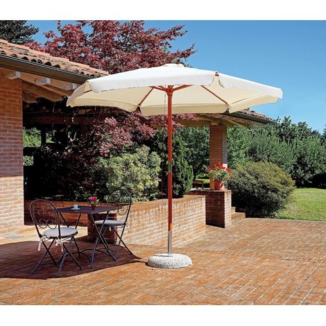 Parasol en bois avec toile écru Ø 2.85 cm MALIGI HOME MG-JASMINE Ecrù (1/3)