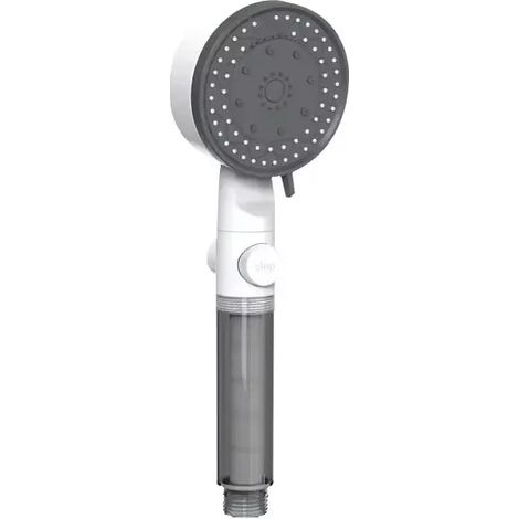 Pommeau de douche à main haute pression (blanc) avec 8 modes, filtre à eau réglable et arrêt automatique pour économiser l'eau. Accessoire de salle de bain. (1/5)