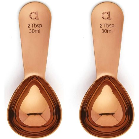 Set mit 2 Kaffeemesslöffeln aus Edelstahl – 2 Esslöffel – Ideal für Kaffee, Tee und mehr – Roségold (1/5)